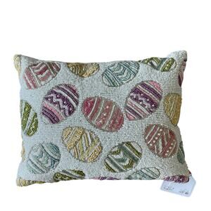 Colorful Easter Eggs Beaded Accent Pillow 12x16 Cottontail Lane Decor NEW